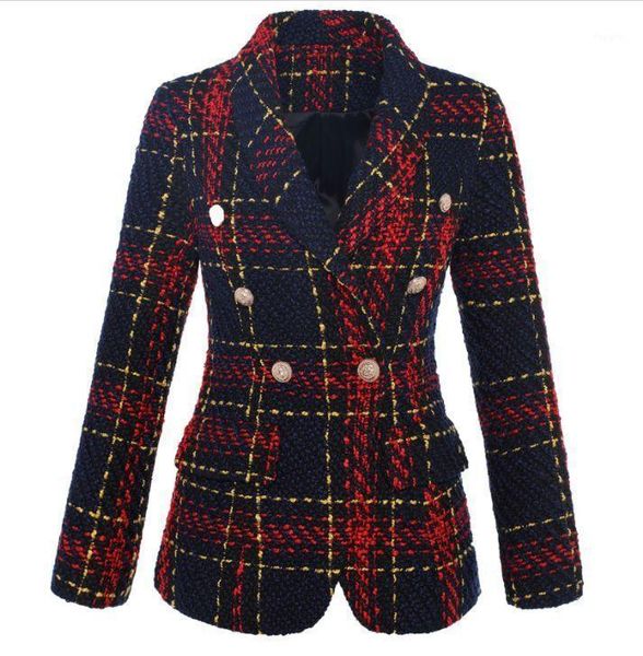 

new fashion 2020 classic designer women winter black & red double breasted woolen coat jacket women's blazer outer1, White;black