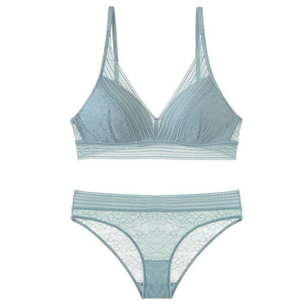 

lace thin cup one-piece wireless bra and panties set underwear push up girls bras lingerie for women c1212, Black;white