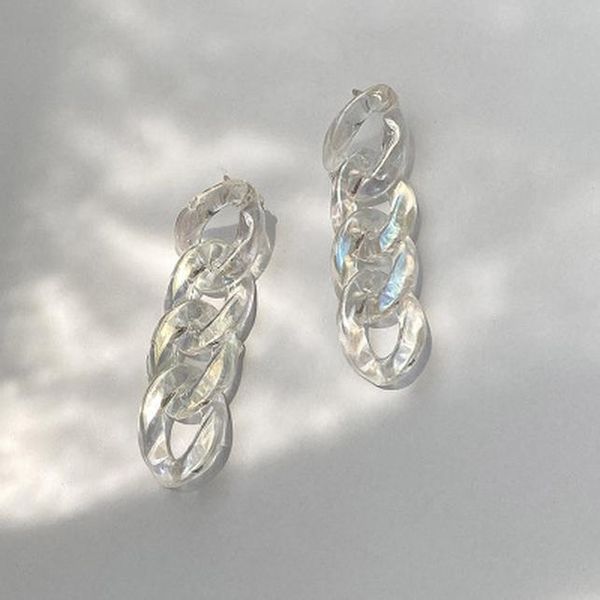 

aomu 2020 новая прозрачная смола акриловая длинная цепь свисающих серьги для женщин-девочек вечеринка украшений подарки wmtnxd, Golden