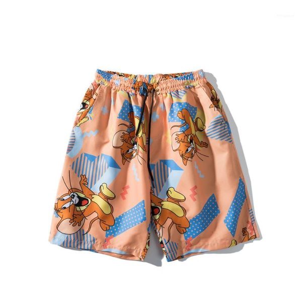 

men's shorts fashion trend five-point pants summer beach pants printed quick-drying shorts drawstring sweatpants large size1, White;black