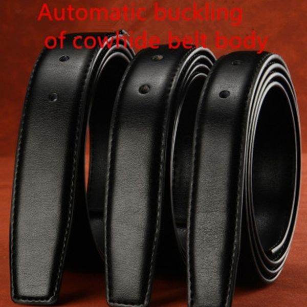 

mens solid leather belts without buckles genuine cow leather belt man random delivery buckle automatic afg123 201110, Black;brown