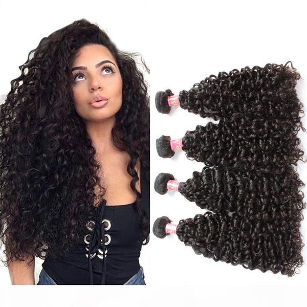 

bella hair 5pcs lot indian curly hair bundles with closure natural color human hair weave extensions ing, Black
