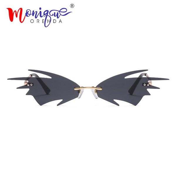 

sunglasses 2021 rimless women hip hop steampunk sun glasses metal shades for vintage female mirror eyewear uv400, White;black