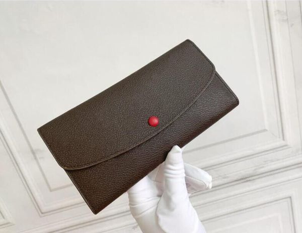 

real leather luxurys designers wallet purse woman fashion clutch purses emilie wallets card holder purse with box dust bag, Red;black