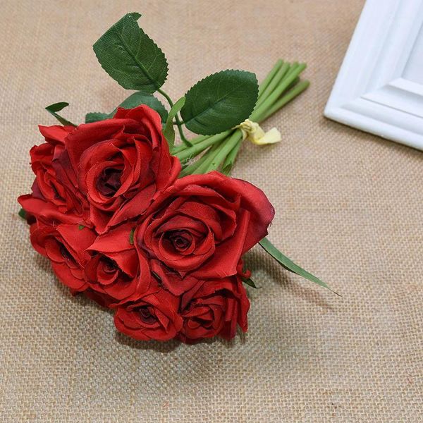 

1 bouquet silk artificial rose flower bouquet wedding decor bride diy home party wedding decoration supplies1