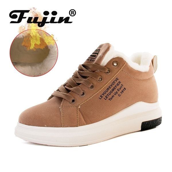 

fujin cotton shoes female new winter korean edition with velvet flats dropshipping thick bottom warm snow women shoes y200109, Black