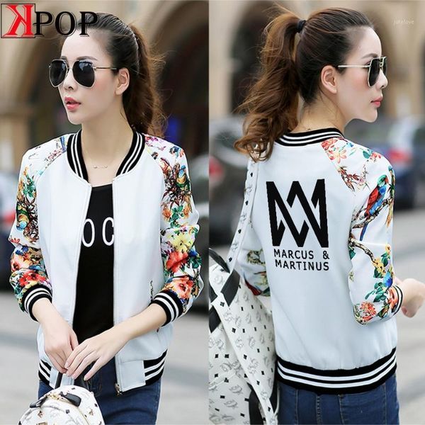 

bangtan autumn winter female jacket fashion female jackets slim white black flower pattern harajuku korean style coat1, Black;brown