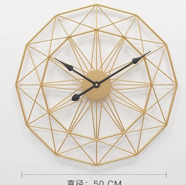 

50cm 60cm metal silent round wall bedroom gold black retro clock home living room decorative clocks