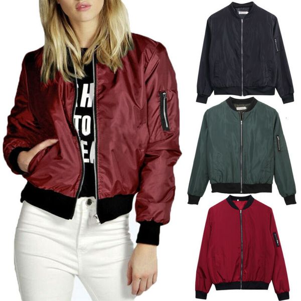

women's ladies jacket flight coat zip up biker casual loose clothes outwear sports fashion, Black;brown