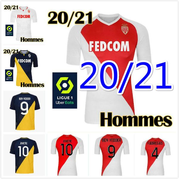 

2020 2021 as monaco ben yedder soccer jerseys jovetic golovin 20 21 maillot de foot flocage jorge football shirt, Black;white