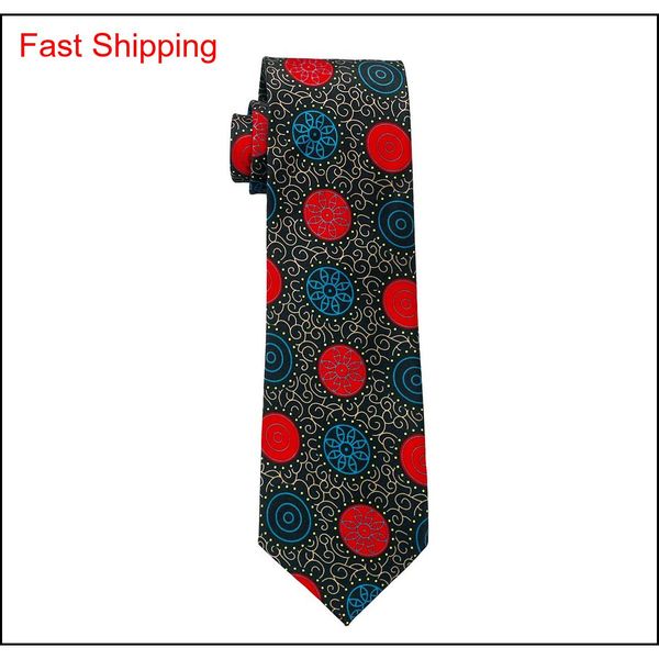 

stylish silk necktie with hanky cufflinks men's black blue red wedding tie new arrival printing party business qylxhs nana_shop