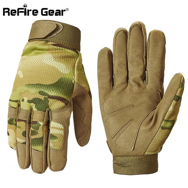 

refire gear army camouflage tactical gloves men breathable multicam paintball military gloves bicycle shoot full finger gloves 201020, Blue;gray
