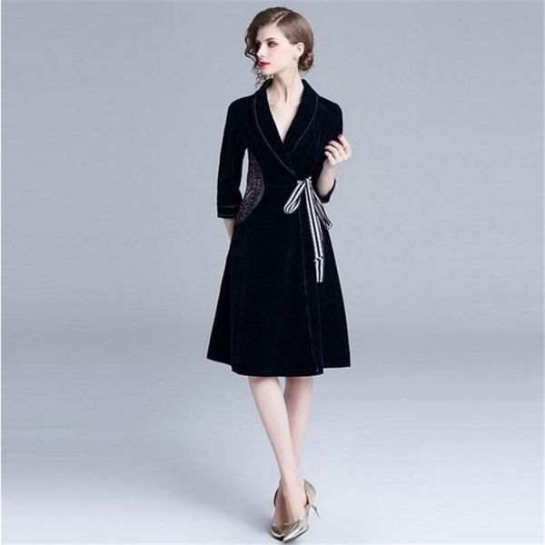 

spring autumn women long trench coat new brand fashion england style vintage v-neck elegant female outerwear stylish coats, Tan;black