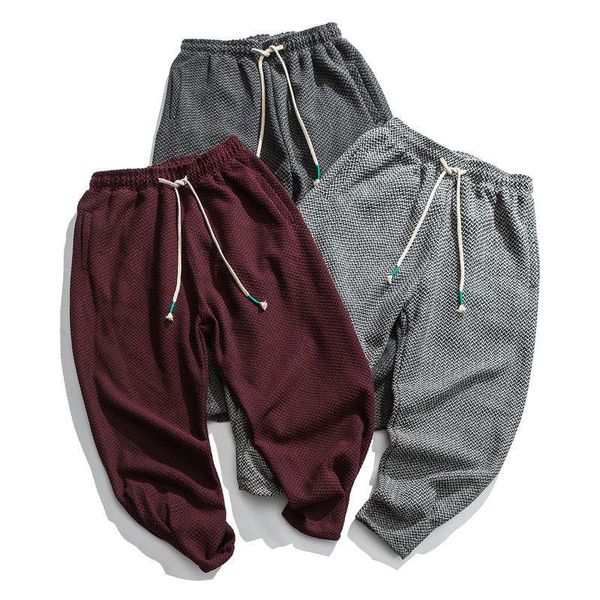 

neploha men's casual oversize thickened warm pants 2020 autumn winter chinese style trousers woollen trousers men harem pants, Black