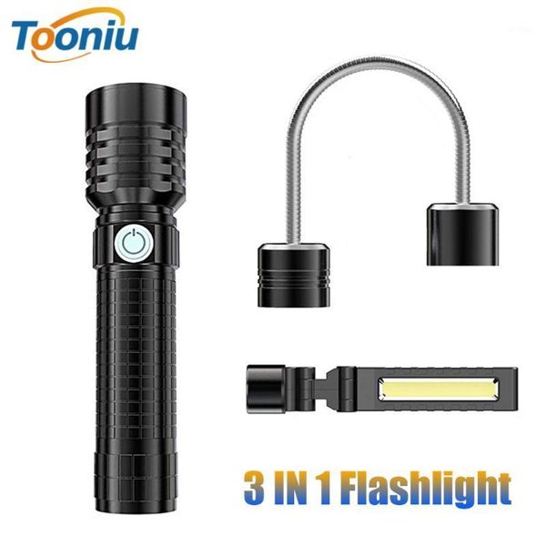 

led 3 in 1 torch usb rechargeable work light lantern waterproof multifunctional tail magnet design 18650 table lights1