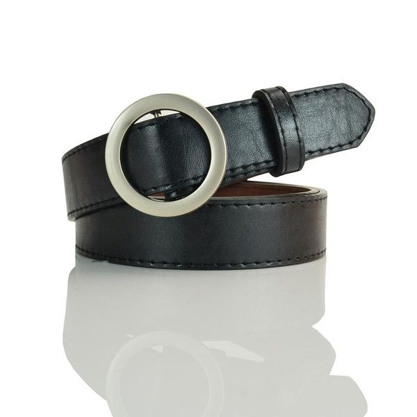 

поясные женщины недвижимость мода ремень кругкая пряжка пу из кожи декоративная женская harajuku джинс платье для женщин, Black;brown