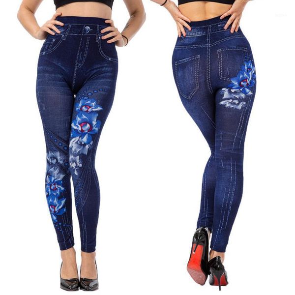 

jean leggings women elastic shaping pants jeggings fashion flower printed pants slim women leggings casual plus size 3xl1, Black