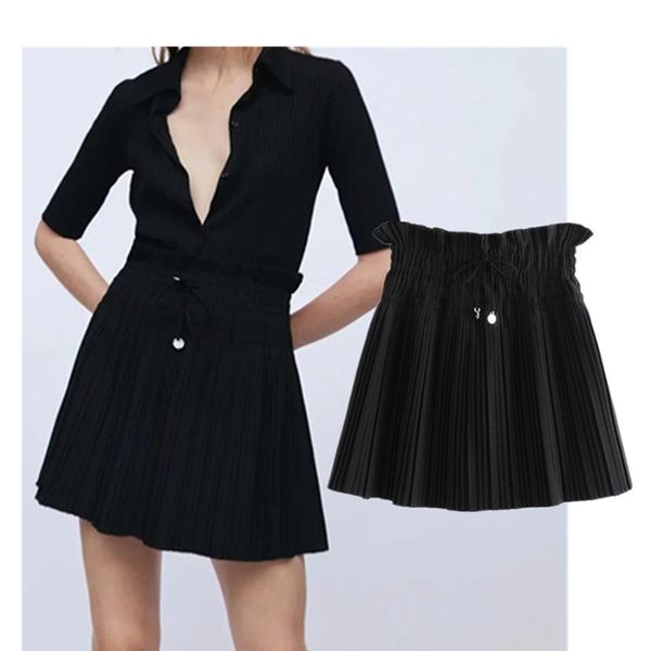 

skirts withered winter skirt women england style fashion pleated high waist elastic a-line faldas mujer moda 2021 mini womens, Black