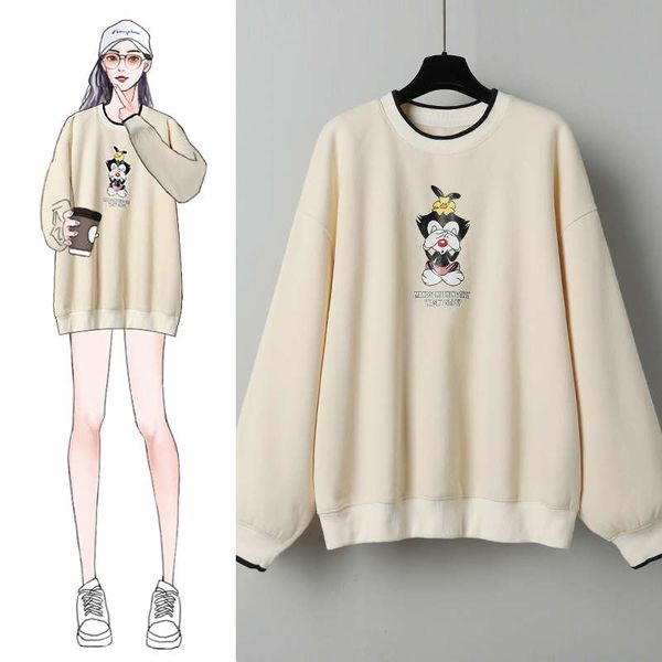 

coat cream and cashmere thickened lamb hair foreign style sweater women's loose korean version versatile autumn winter 2020 new, Black