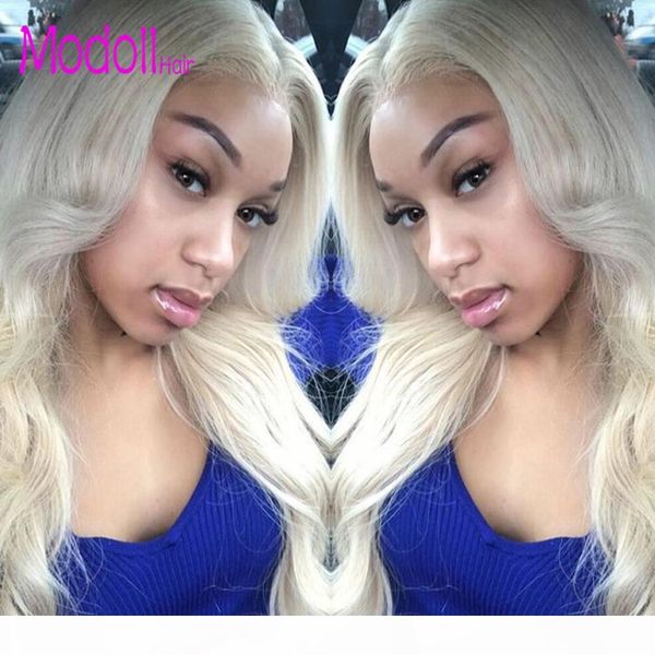 

modoll hair 613 blonde bundles with frontal 8a malaysian body wave virgin hair 13*4 ear to ear swiss lace frontal remy human hair, Black;brown