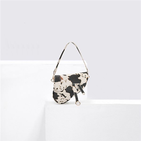

luxury pu leather vintage cow print saddle bag, underarm, one-shoulder cross-body women's bag 2020 new versatile handbag jz27-59