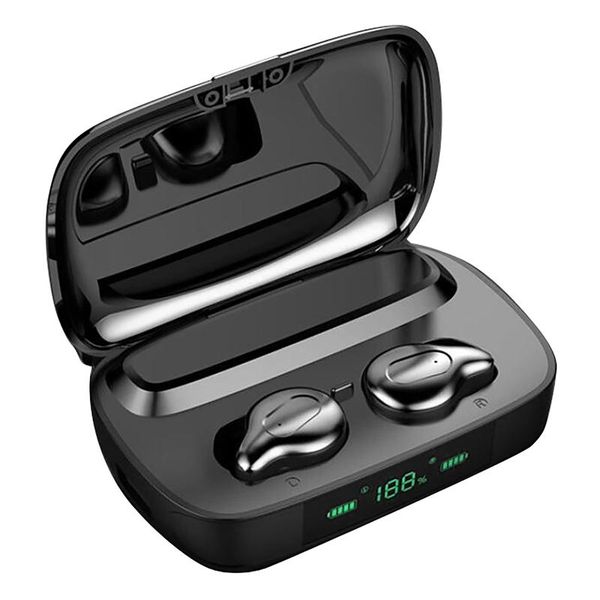 

c10 wireless headset bluetooth 5.1 headset mini binaural tws contact earphones with led display contact black