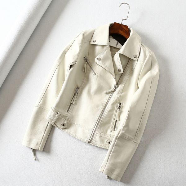 

2021 new black autumn thin plutonium of women soft biker leather jacket ladies street casual outwear basic ia68