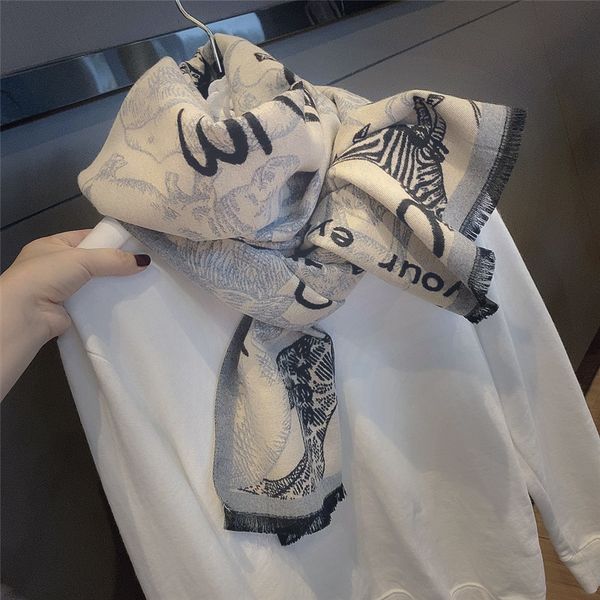 

animal world lovely zebra autumn and winter warm long scarf women's korean shawl dual purpose cold neck gift, Blue;gray