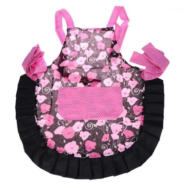 

pink morning glory flower apron cotton floral apron with pockets and long ties perfect for kitchen cooking baking and gardening1