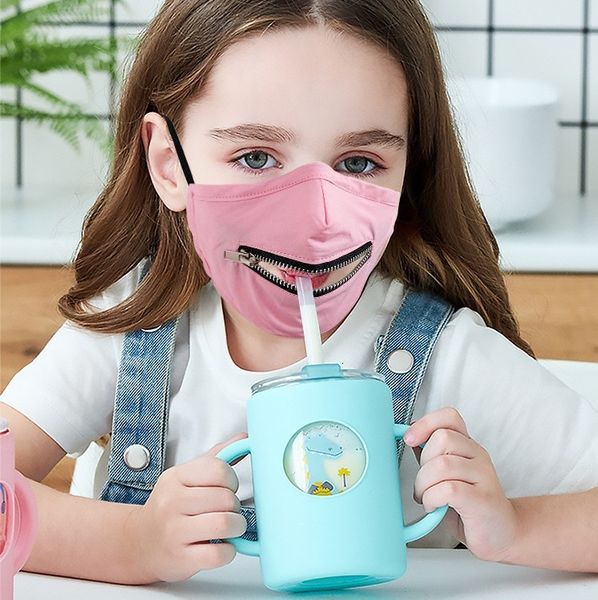 

us washable kids stock creative reusable zipper protective face masks easy to drink popular mouth straw drinking mask cover fy9171