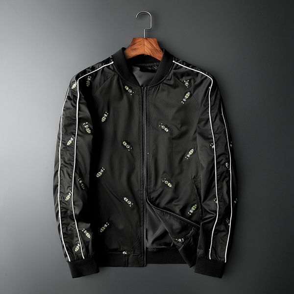 

2021 new men luxury rib sleeve embroidered bees bee striped couple baseball coats & jackets abstract digital coat motor #n245 gtau, Black;brown
