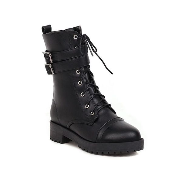 

boots oversized lace up women woman winter shoes botas, Black