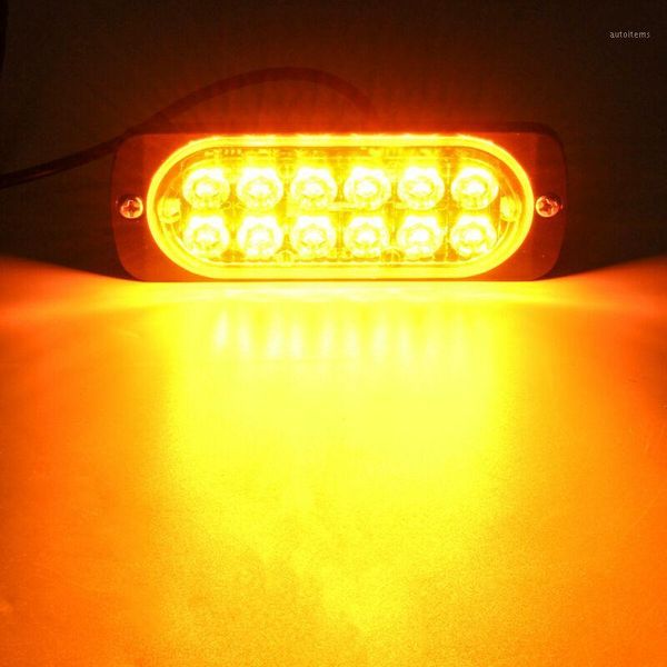 

amber 12 led strobe light bar hazard beacon flash warning lamps 12v 12w w/ pads1