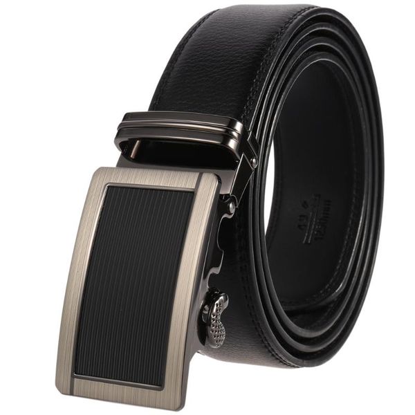 

men belt leather belt men automatic buckle male fashion jeans chain stretch solid luxury bland black fg3176-3, Black;brown