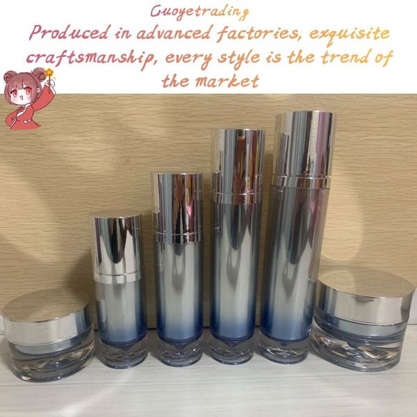

acrylic cream bottle cosmetics empty bottles cosmetic packaging materials manufacturer's new silver pressing lotion set bottle customiz