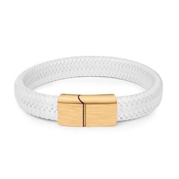 

bangle retro simple braided leather magnetic buckle men and women bracelet alloy couple, Black