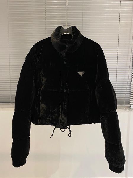 

2021 luxury design winter wide waisted minimal gothic style oversized velour black down transformer puffer