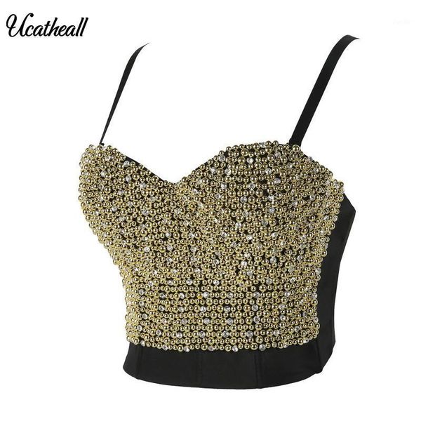 

metal rhinestone crop body backless camisoles tanks gold short tank for women camisole, White