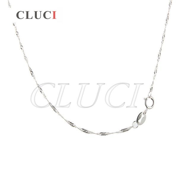 

cluci 3pcs pretty girls 925 sterling silver wave shape necklace chain with round clasp 16 or 18 inch for women jewelry sn015sb-1 q0531