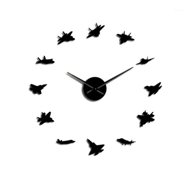 

flying plane fighter jet modern diy giant wall clock acrylic mirror surface sticker airplane wall clock pilot home decor1