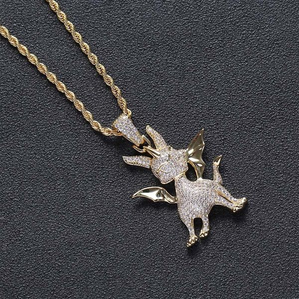 

hip hop bling cz unicorn iced out cubic zircon necklaces & pendants for men jewelry charm rope chain