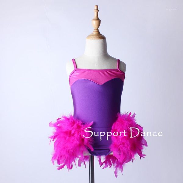 

camisole feather latin dance dress toddler girls women fashion purple jazz dancing costume c2871, Black;red