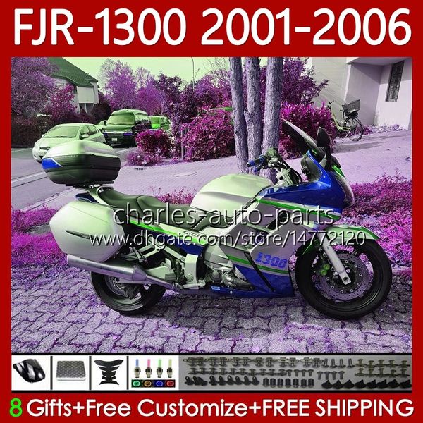 Kit de corpo para Yamaha FJR-1300 FJR1300A FJR1300A FJR 1300 A CC 2001-2006 Bodywork 106No.125 FJR1300 Silvery Blue 01 02 03 04 05 06 FJR-1300A 2001 2002 2003 2004 2006 Fairing OEM