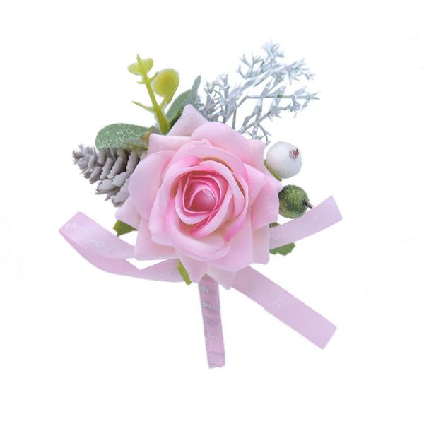 

decorative flowers & wreaths 2pcs wedding decorations artificial simulation silk ribbon rose boutonniere brooch groom corsage colorful wrist