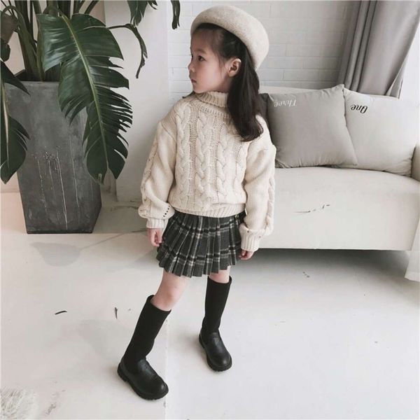 

girls' pleated autumn and winter new tweed academy sle korean skirt children's clothing, Blue