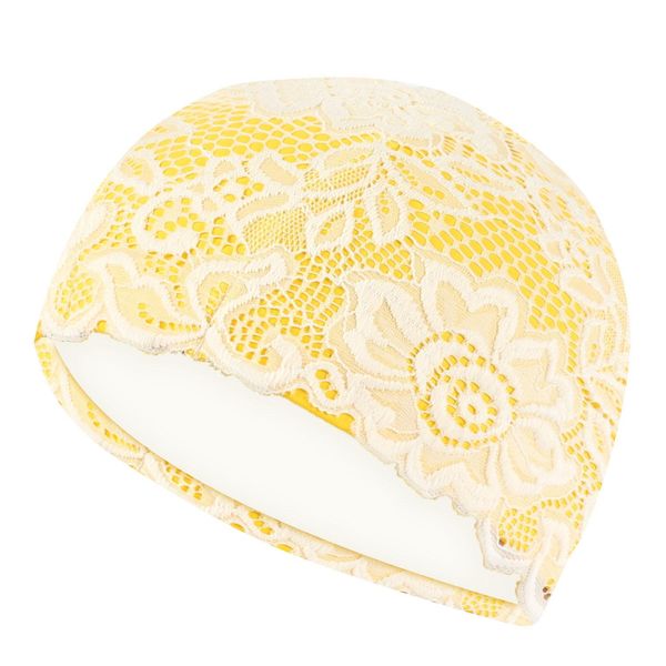 

women swimming cap bathing swiming hat lace flower waterproof pu coating fabric swim pool caps protect long hair ears for women bbydvf