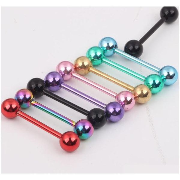 

tongue bar t06 mix 7 color 50pcs/lot body jewelry piercing plated colorl tongue bar to jllfna yy_dhhome, Silver