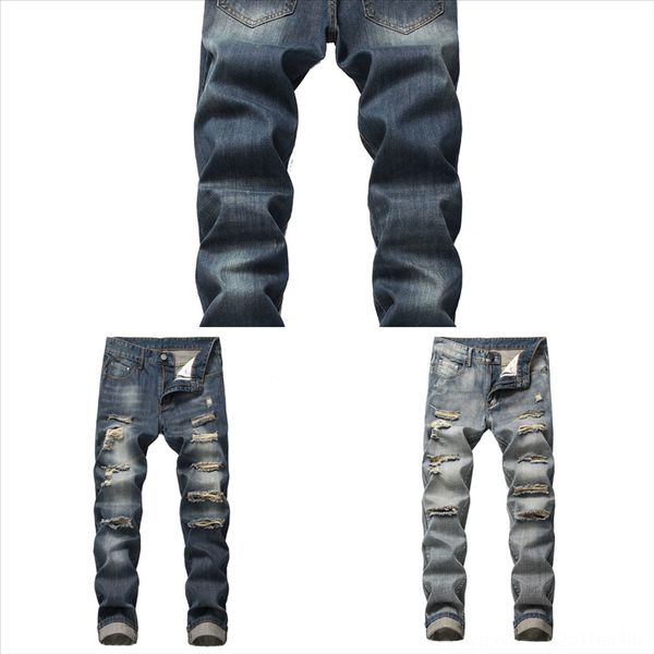 

qgkn3 plus size special offer limited in hole denim jeans jeans zipper hole man on behalf of straight men's trousers man zipper slim wa, Black