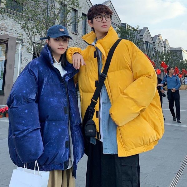 

men's cotton-padded clothes 2020 autumn new slim pure color star thickened cotton-padded clothes casual fashion youth men's wear1, Black