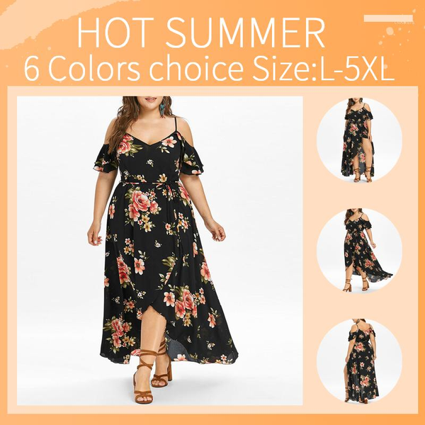 

vestido verano 2018 women maxi dress short sleeve cold shoulder boho flower print summer dress plus size long vestido sexy1, Black;gray